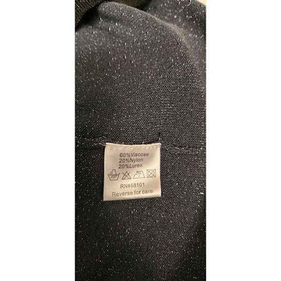 Fontana Black Ribbed Shimmer Jeweled Zip Up Sweater Size Medium - Picture 5 of 5